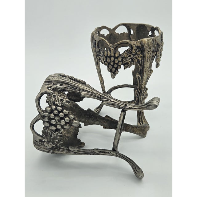 Gray Art Nouveau Iron Cup Holders, 1920s, Set of 2 For Sale - Image 8 of 9
