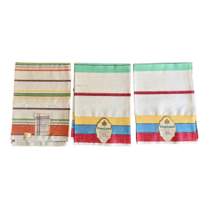Vintage Large Czech Heavy Cotten Linen Dish Towels, Set of 3