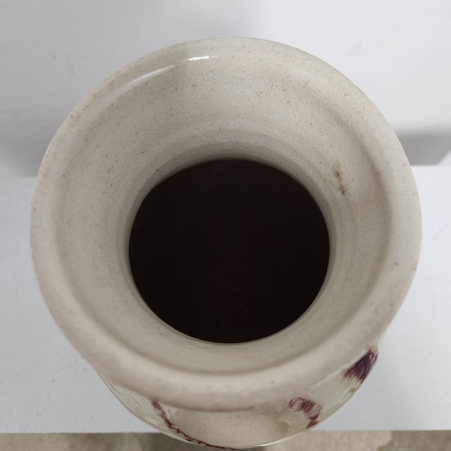 Studio Pottery Vase by J. Weber – Cream Crackle With Oxblood Red Drip Glaze (2003) For Sale In Chicago - Image 6 of 11