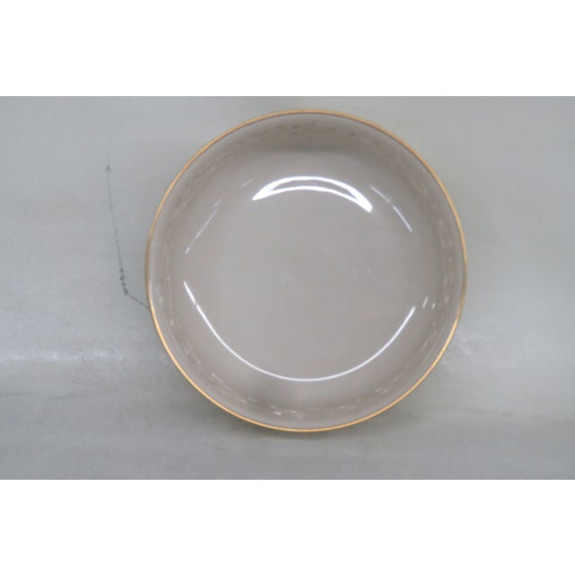 Ceramic Lenox Tracery Britany Collection Pierced Round Bowl Gold Rim 4403b For Sale - Image 7 of 11