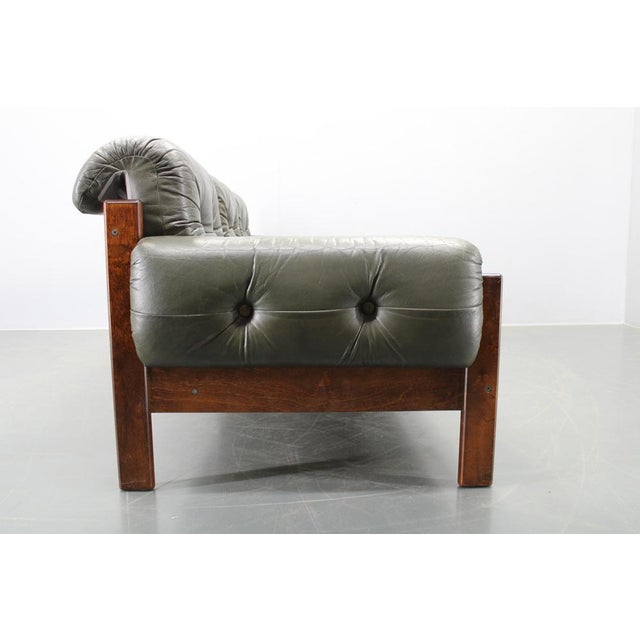 Mid-Century Green Leather Sofa, Czechoslovakia, 1970s For Sale - Image 13 of 18