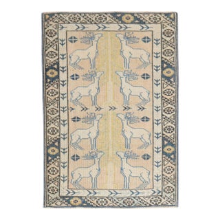 Vintage Turkish Reindeer Animal Rug For Sale