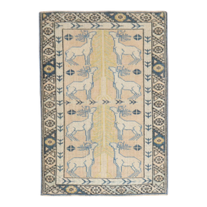 Vintage Turkish Reindeer Animal Rug