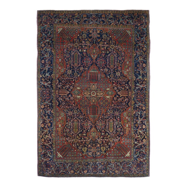 Late 18th Century Antique Mohtasham Kashan Rug 4'4'' X 6'6'' For Sale