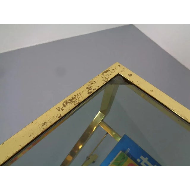 French Brass & Glass Cart with Magazine Rack, 1960s For Sale - Image 15 of 16