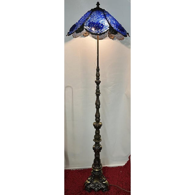 Brass Floor Lamp with Glass Shade, 1950s For Sale - Image 14 of 15