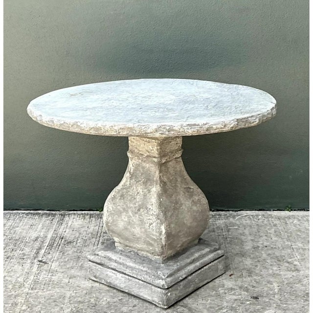 French Country Vintage Cement Pedestal Table For Sale - Image 3 of 12