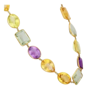 326.8 Carat Multi Gemstone Statement Boho Chic Vintage Necklace in 18k Solid Gold