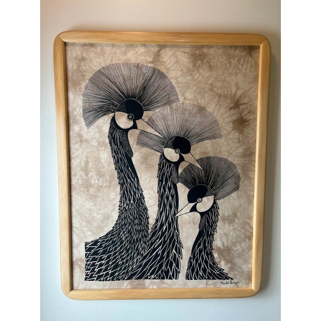 1970s Heidi Lange Batik Cranes For Sale - Image 5 of 5