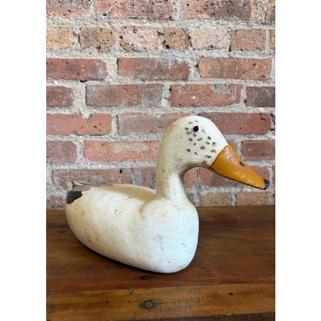 Vintage Hand-Carved White Pekin Duck Wooden Decoy For Sale In Chicago - Image 6 of 15