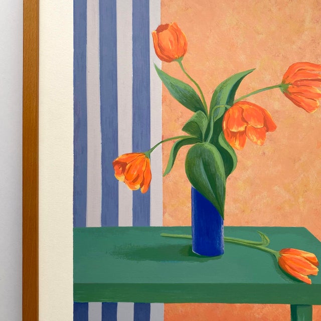 Wood Carol Chapman Vintage 1994 Contemporary Limited Edition Framed Hand Signed Pop Art Silkscreen Print " Tulips for Nana " 1992 For Sale - Image 7 of 18