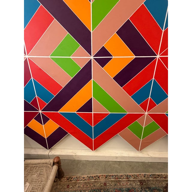 Wood Artist Joseph Kremer Abstract Geometric Hard - Edge Acrylic on Canvas on Wood Frame Signed and Dated For Sale - Image 7 of 12