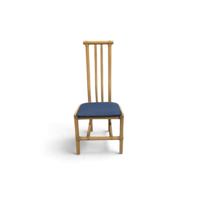 High-Back Bamboo Dining Chairs, 1970s, Set of 5 For Sale - Image 4 of 12