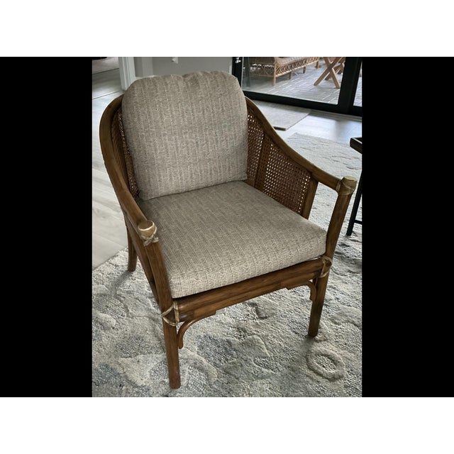 Traditional 1970s McGuire Rattan and Cane Lounge Chair For Sale - Image 3 of 4