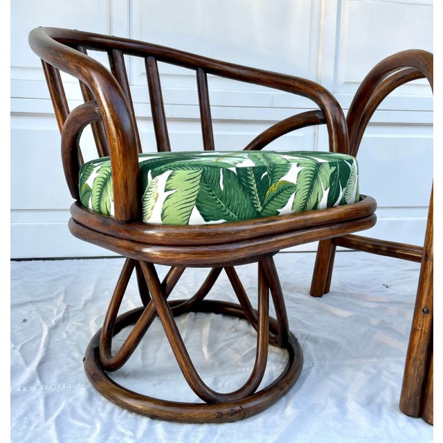 Here is a gorgeous set of boho chic, mid-century bent bamboo chairs and table base set! As you can see, the chairs have a...