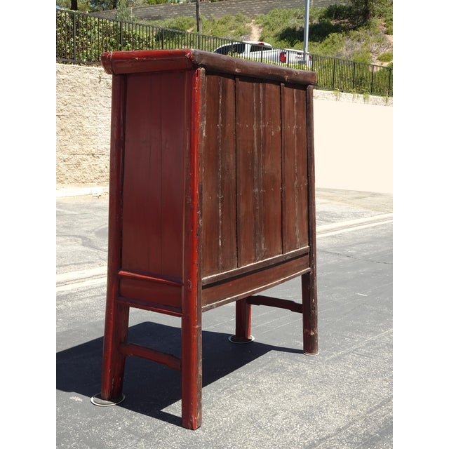 Antique Chinese Asian Red Lacquer Butterfly Cabinet ~ Wedding Storage Chest For Sale - Image 16 of 16