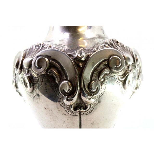 Metal Silver Shell-Shaped Jug with Circular Base and Friezes For Sale - Image 7 of 8