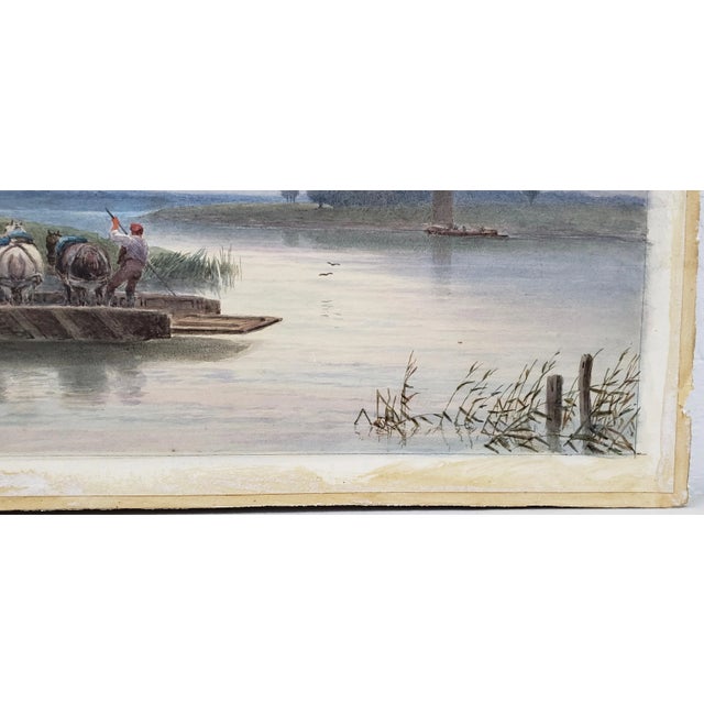 Realism Late 19th-Early 20th C. J. Macpherson "Horse Ferry" Watercolor Painting For Sale - Image 3 of 12