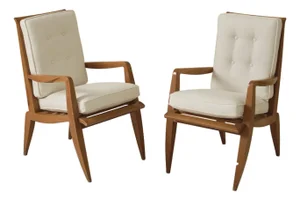 Roger Landault French Mid Century Armchairs, a Pair, 1950s