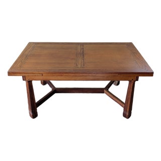 A. Brandt Ranch Oak Trestle Extendable Dining Table For Sale