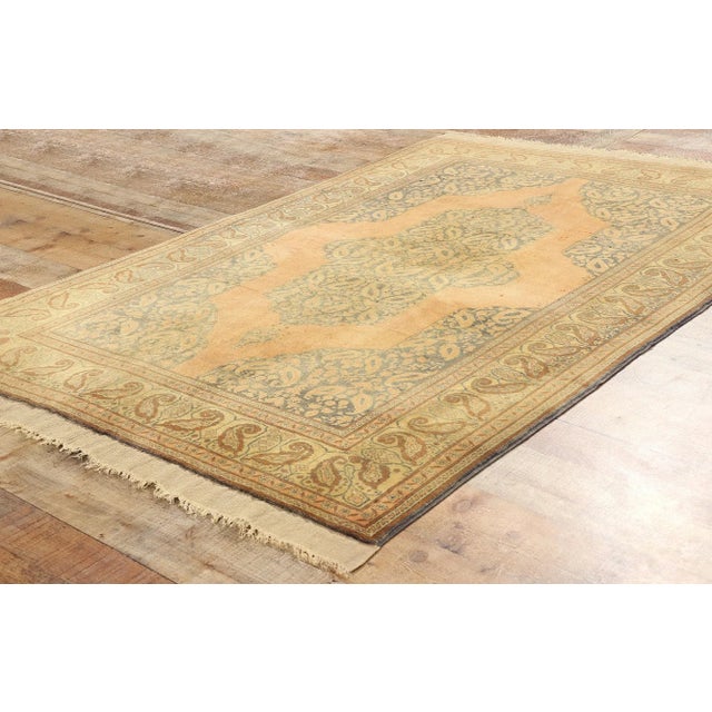 Textile Antique Orange Persian Tabriz Rug - 03'10 X 06'02 For Sale - Image 7 of 9