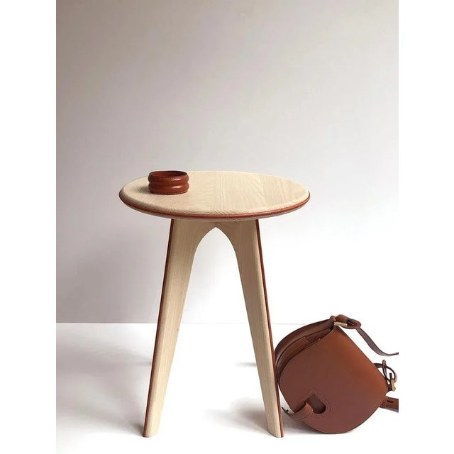 Black Stained Ash and Orange Leather ASSY Stool by Mademoiselle Jo For Sale - Image 4 of 6