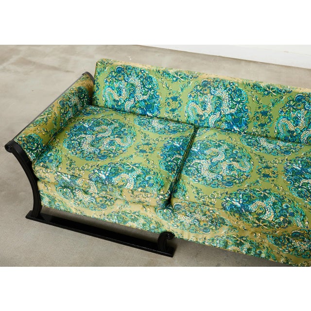 Midcentury James Mont Style Lacquered Gondola Dragon Sofa For Sale - Image 13 of 17