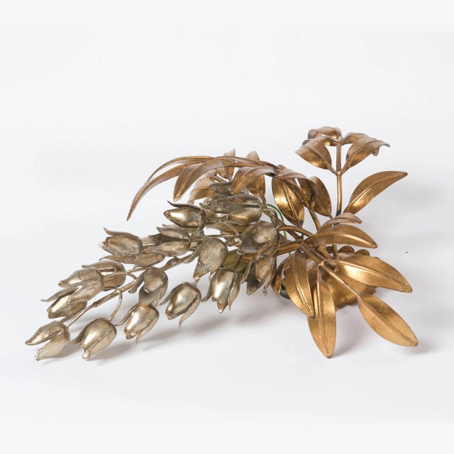 Gilt Metal Palm Tree Wall Sconces and Side Table by Hans Kögl, 1960s, Set of 3 For Sale - Image 8 of 13