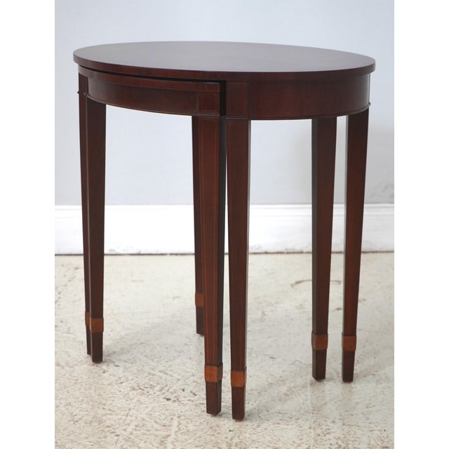 Baker Furniture Company Baker Federal Style Inlaid Mahogany Nesting Tables For Sale - Image 4 of 14