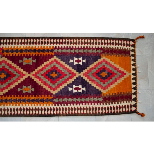 Vintage Turkish Runner Rug Kilim - Handmade Extra Long Hallway Decor , Stair Runner 2′11″ X 15′5″ For Sale - Image 10 of 17