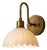 Handcrafted Brass Wall Sconce With Scalloped Opal Glass Shade, Bedroom Wall Lamp For Sale