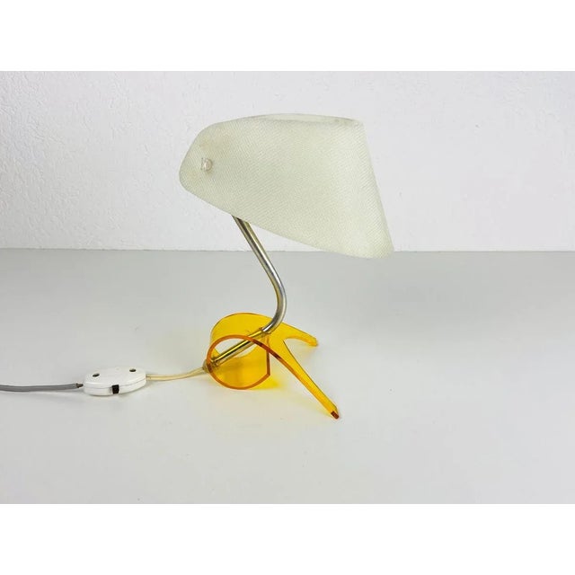 Gold White and Orange Acrylic Glass Table Lamp, 1970s For Sale - Image 8 of 11