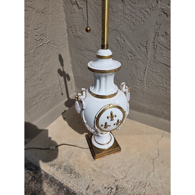 Ceramic Flour De Lis Marboro Lamp For Sale - Image 7 of 8