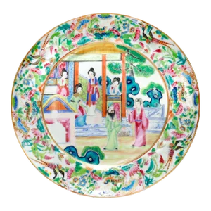 Antique Chinese Export Porcelain Rose Mandarin Plate