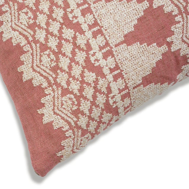 Schumacher Wentworth Embroidery Lumbar Pillow in Rose For Sale In Charlotte - Image 6 of 10