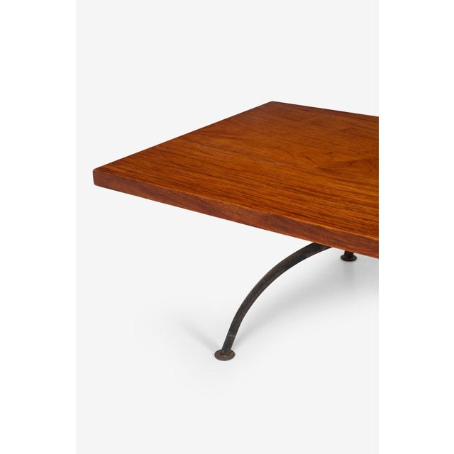 Arthur Espenet Carpenter Wrought Iron Coffee Table in Narra Wood 1960 For Sale In Chicago - Image 6 of 11