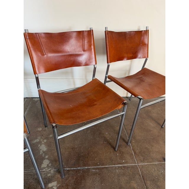 1960s Martin Visser Patinated Leather Dining Chairs For Sale - Image 17 of 18