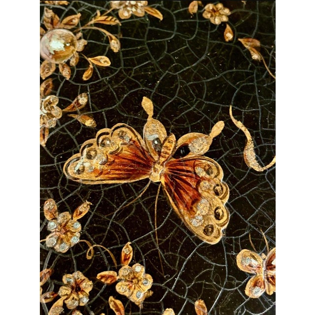 Late 20th Century Theodore Alexander Black Japanned and Ornate Bamboo Single Drawer Tier Side Table For Sale - Image 16 of 18