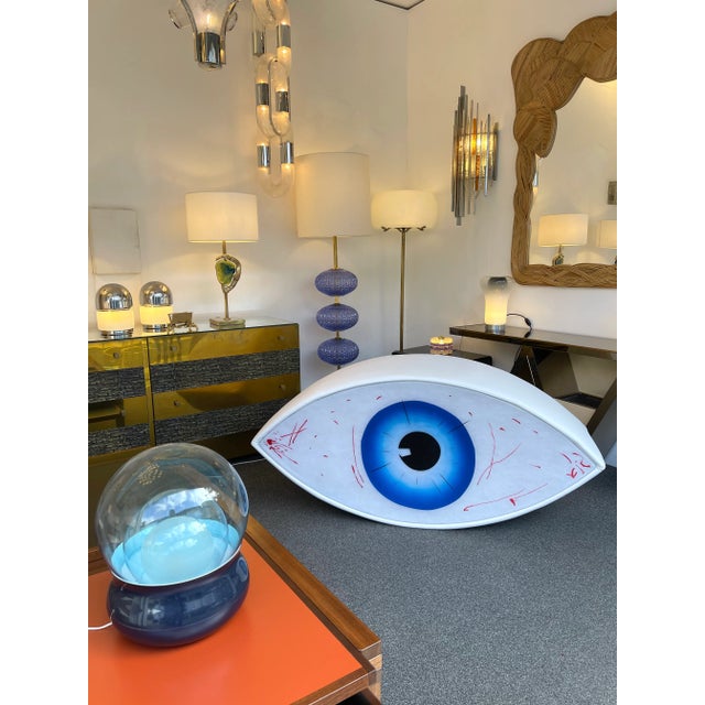 Bench pouf stool or coffee low cocktail table Eye sculpture "Le Témoin" by Man Ray for Studio Simon ( Dino Gavina ). An...