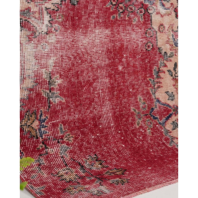 Textile 1970s Vintage Turkish Handmade Wool Cotton Red Runner Rug For Sale - Image 7 of 11