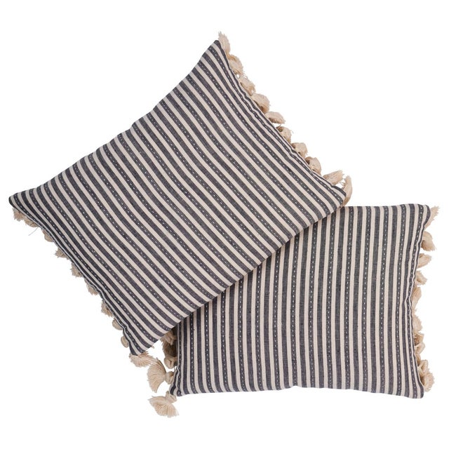 This pillow features Mathis Ticking Stripe with a knife edge finish on top and bottom. Printed on a linen-hemp blend with...