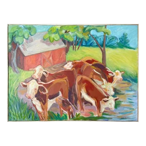 Very Large Abstract Expressionist Cow Painting