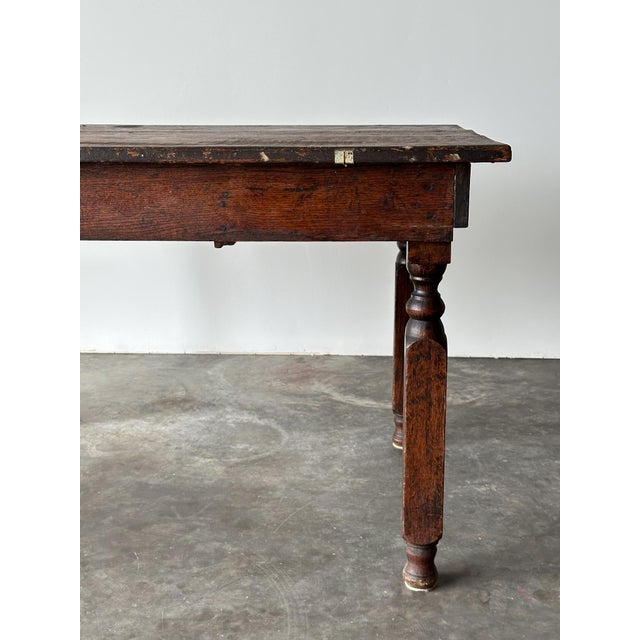 Antique Oak General Store Table With Interesting Newspaper Top, Late 19th Century For Sale - Image 10 of 18