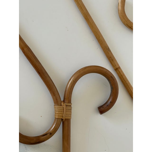 1960s Pair Vintage Bamboo Rattan Cloth Hangers For Sale - Image 4 of 4