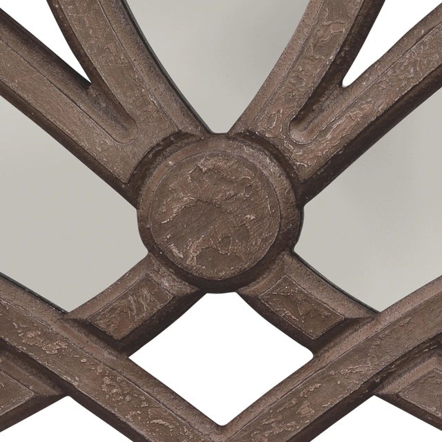 Lifestyle by JY Scroll Mirror in Distressed Grey Wood For Sale - Image 4 of 5