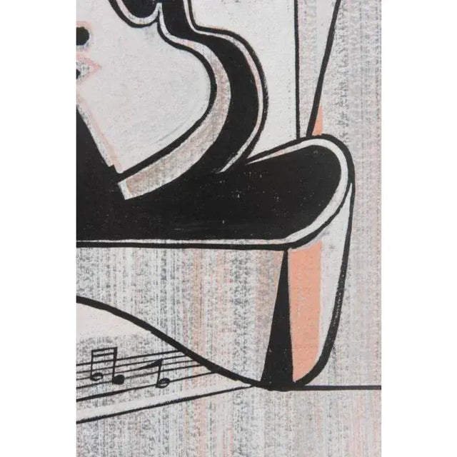 Cubist Guitar Drawing by "Record" 1950s For Sale In Miami - Image 6 of 10