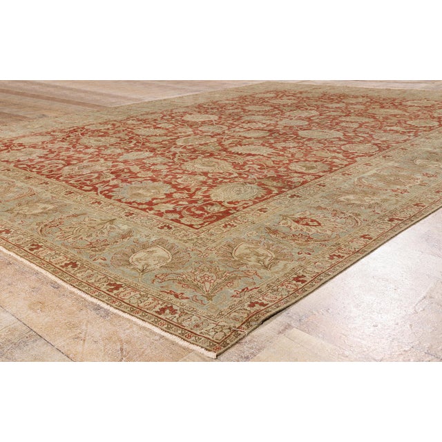 Red Antique Persian Tabriz Rug, 09'05 X 12'07 For Sale - Image 8 of 10