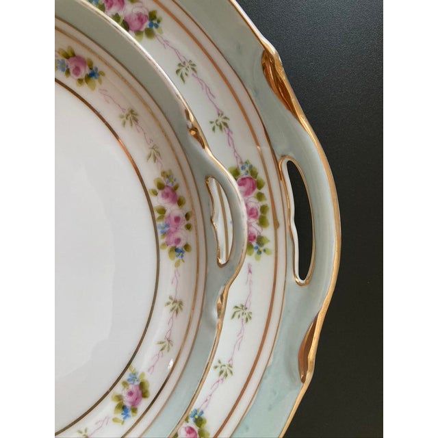 Early 20th Century Hand Painted Nippon Porcelain Tray Design Cake Plates - Set of 2 For Sale - Image 10 of 18