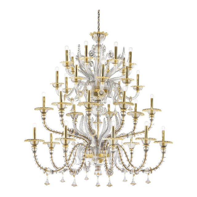 Murano Glass Chandelier with Gold Accents and Leaves by Simoeng For Sale - Image 8 of 8
