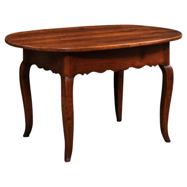 French 1830s Louis XV Style Center Table with Cabriole Legs and Carved Apron For Sale - Image 13 of 13